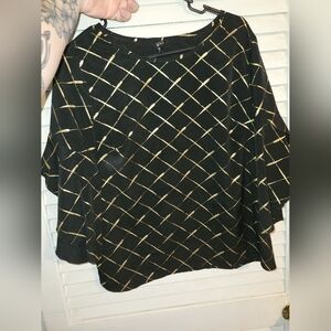 Women's Medium Black and Gold Blouse